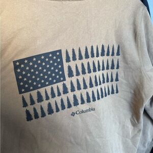 Columbia Tan Hoodie with Tree and Flag Graphic